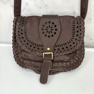 vintage Leather Crossbody Cut-Out Buckle Saddle Bag Purse soft slouch western